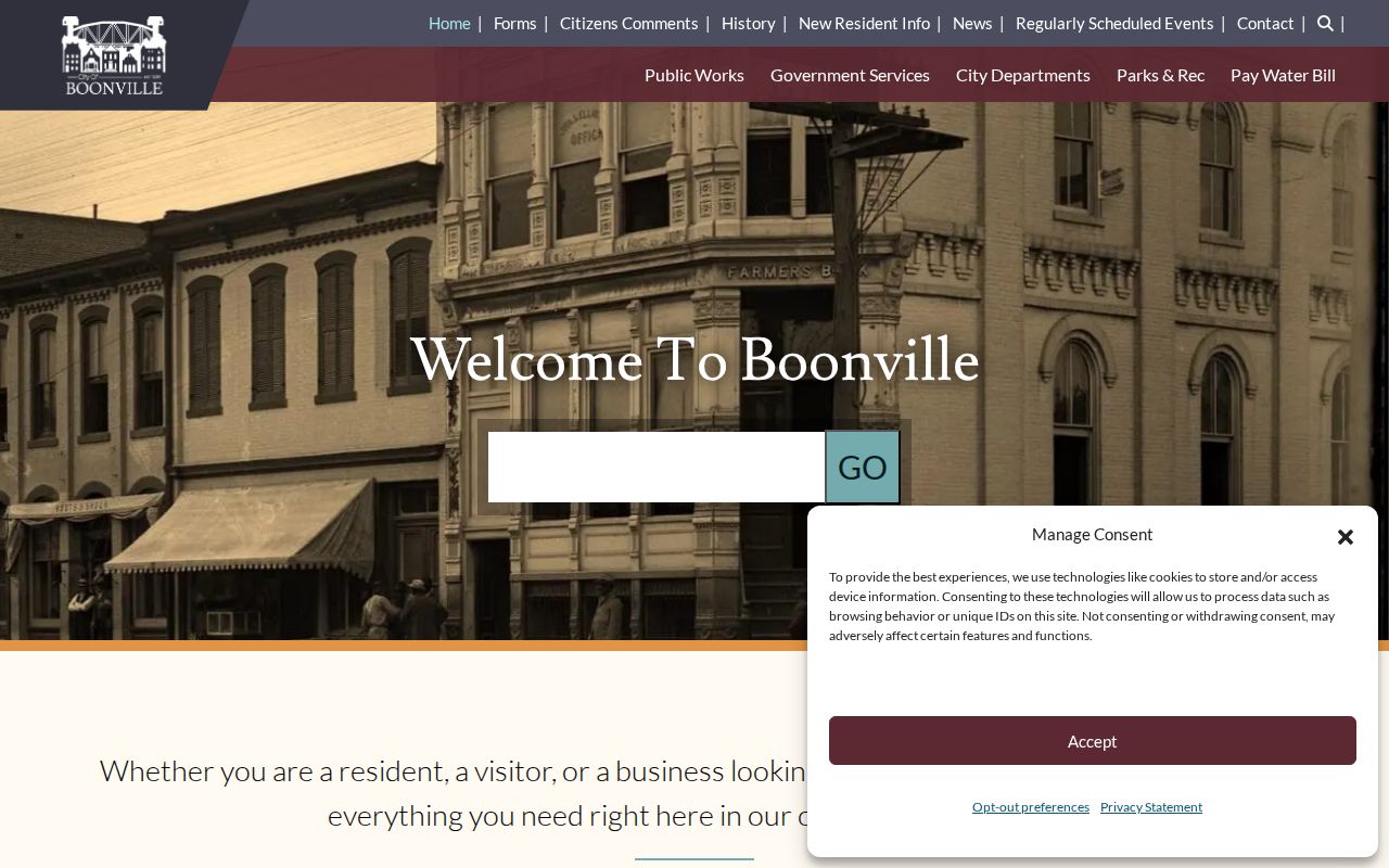 Boonville court docket city government context