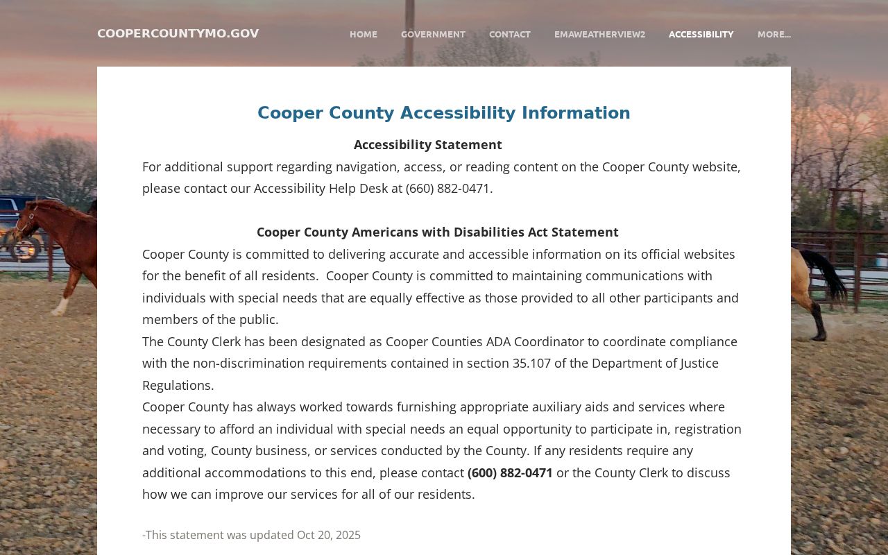 Cooper County court docket accessibility information
