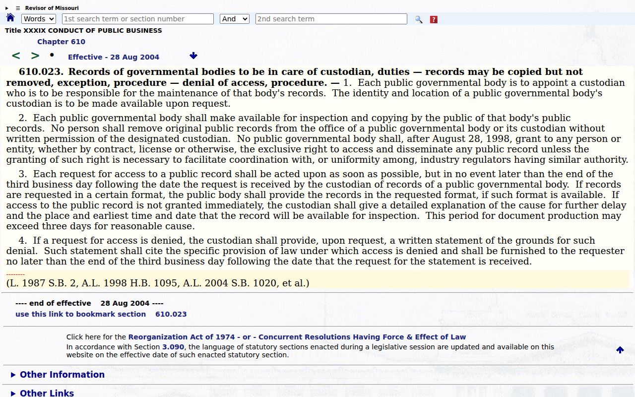 Cooper County court records Sunshine Law procedure